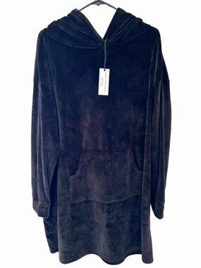 Cupcakes and Cashmere, Black Velvet Soft, Long Hoodie, NWT - Size M